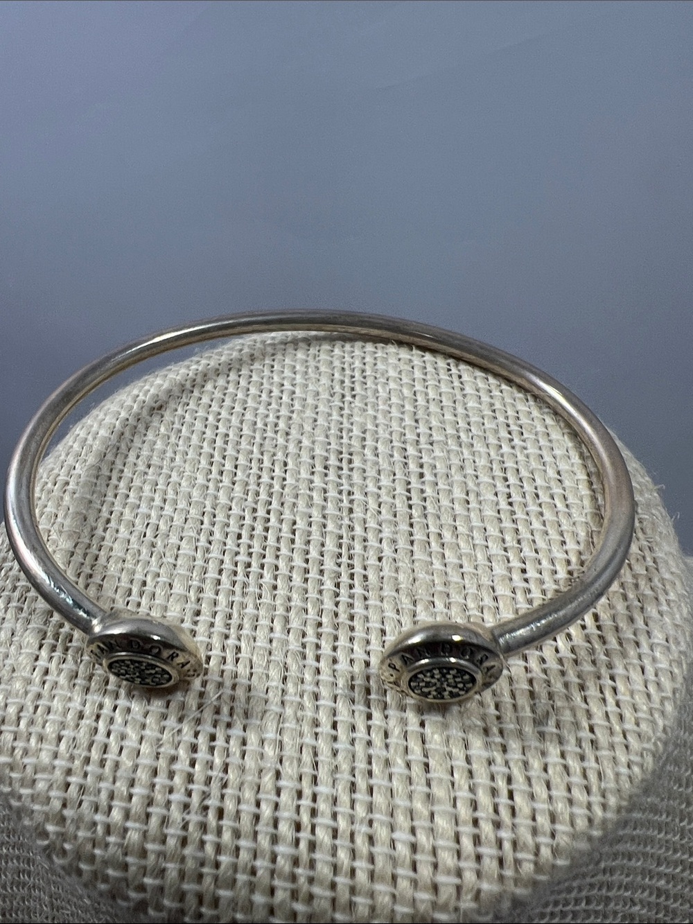 Pandora  sterling Silver 925 Open Cuff Bracelet with Round End Caps